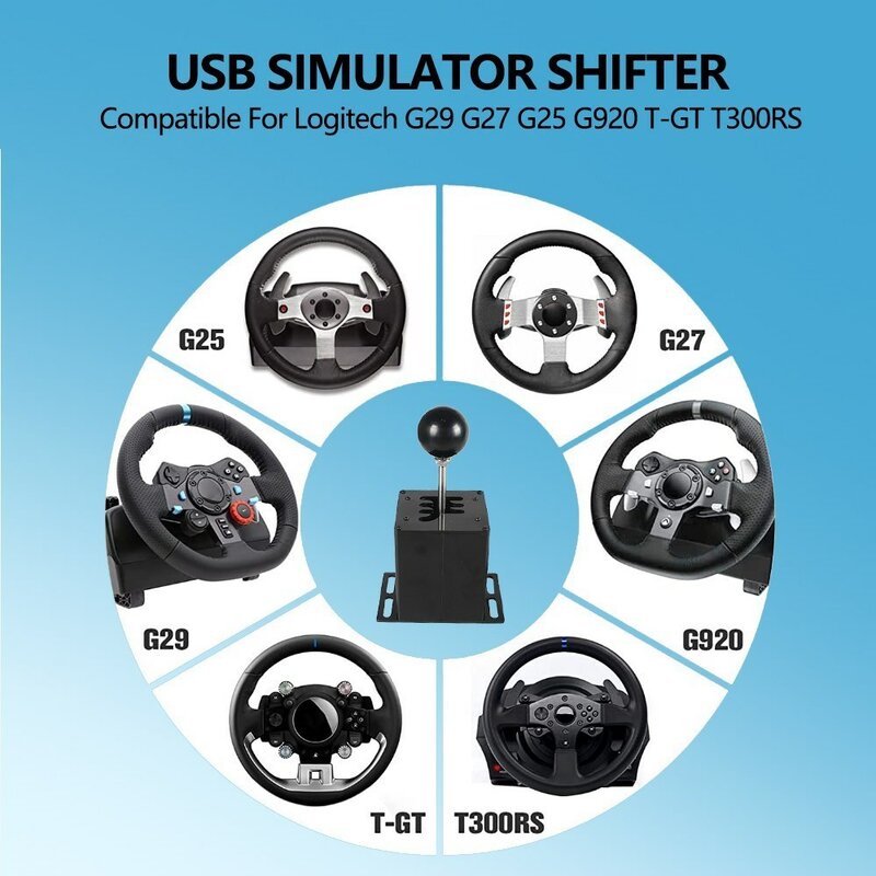 PC USB H levier de vitesse pour Logitech G27 G29 G25 G920 pour Thrustmaster T300RS/GT pommeau de levier de vitesse pour ETS2 Simracing Game