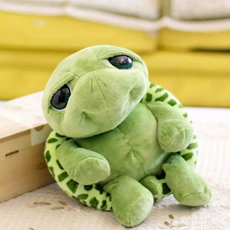 Peluche de tortue verte douce aux grands yeux pour enfant, jouet oreiller, animal, cadeau d'anniversaire et de Noël, 20cm, K B8b1