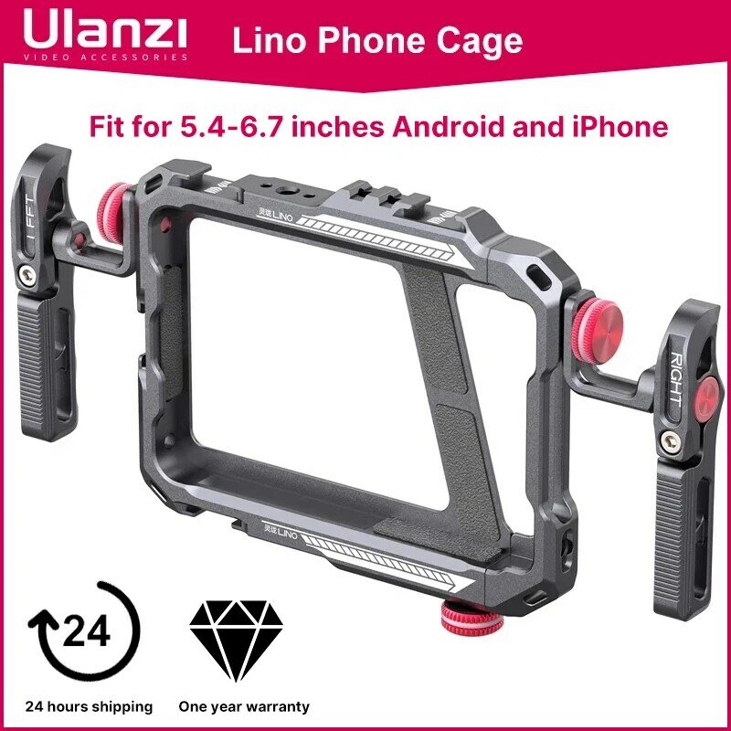 Ulanzi Lino-Poignée de montage pour téléphone, vidéo, vlog, iPhone X, 11, 12, 13, 14, Pro Max, Android, photographie, 5.4, en effet à 6.7