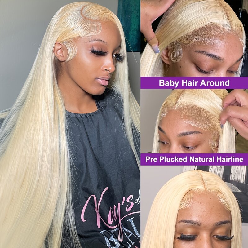 Blonde Color Lace Front Human Hair Wigs for Women HD Transparent 613 Honey Bone Straight Lace Frontal Wigs Brazilian Remy Hair