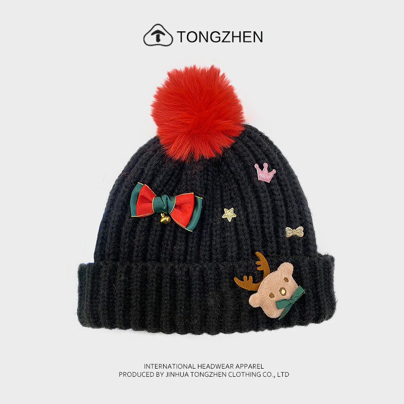 Cappello di lana lavorato a maglia per adulti di natale invernale cappelli Pullover con cappello freddo da uomo e da donna di babbo natale
