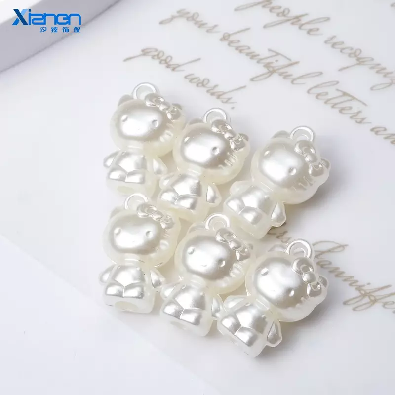 Hello Kitty Bracelet Beads Imitation Pearl Hanging Hole Pearlescent Pendant Girls Diy Jewelry Accessories Material