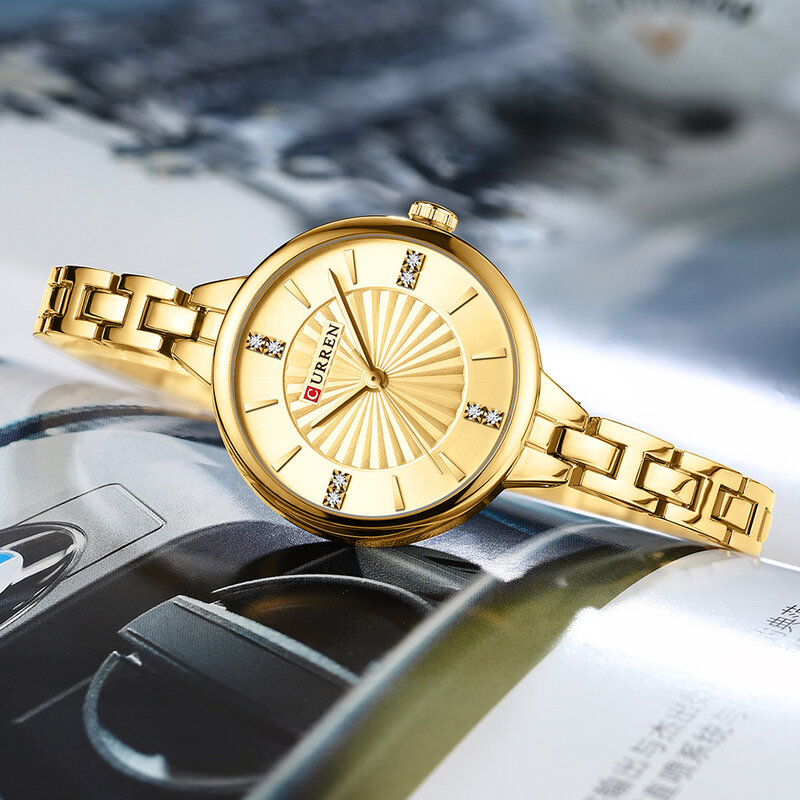 Curren-relógio de quartzo de luxo feminino, relógio pulseira magnética, pulseira esportiva, para mulheres