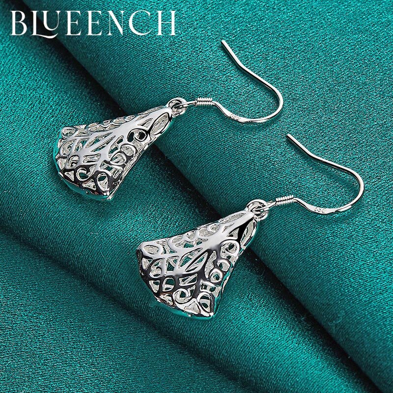 Bluench Anting-Anting Rok Cut-Out Perak Murni 925 Cocok untuk Perhiasan Mode Pesta Pernikahan Wanita