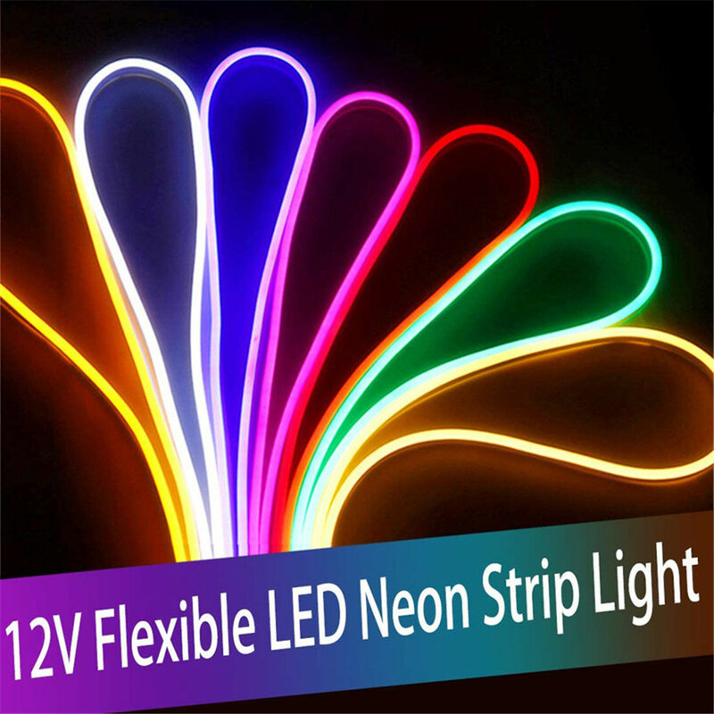 Tira de luces LED de neón para decoración del hogar, luces flexibles impermeables SMD 2835, color blanco cálido, 1M, 2M, 3M, 4M, 5M, CC de 12V