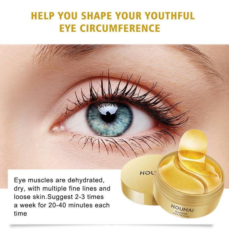 24K Golden Eye Mask para senhoras, hidratante, reafirmante, removendo círculos, anti-rugas, olho escuro, produtos de cuidados com a pele, N8Z6