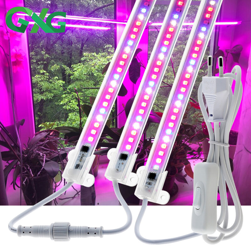 Barra de luz LED de espectro completo, tubo de luz para cultivo de plantas, invernadero, plántulas de tienda, 110V, 220V, 12W, 90LED