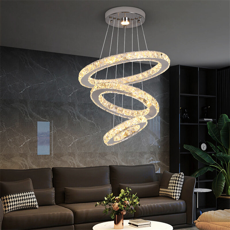 Modern K9 Crystal Chandeliers Pendant Lights Living Room Kitchen Decoration Led Elegant Ceiling Lamps Hanging Luminaire Fixtures
