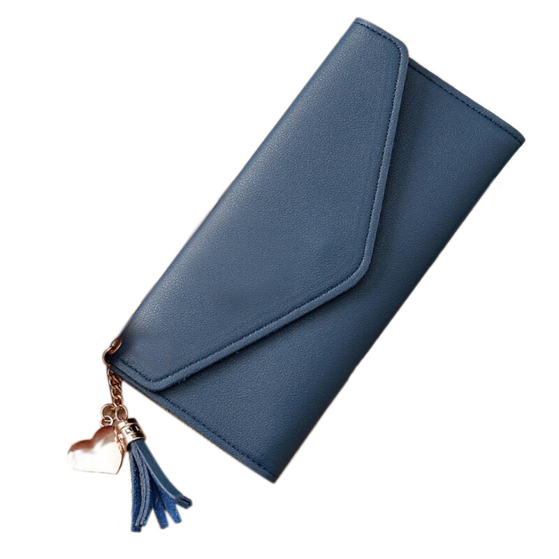 Новый женский кошелек с кисточкой и пряжкой, модный простой кошелек, кошелек для студентов, темно-синий