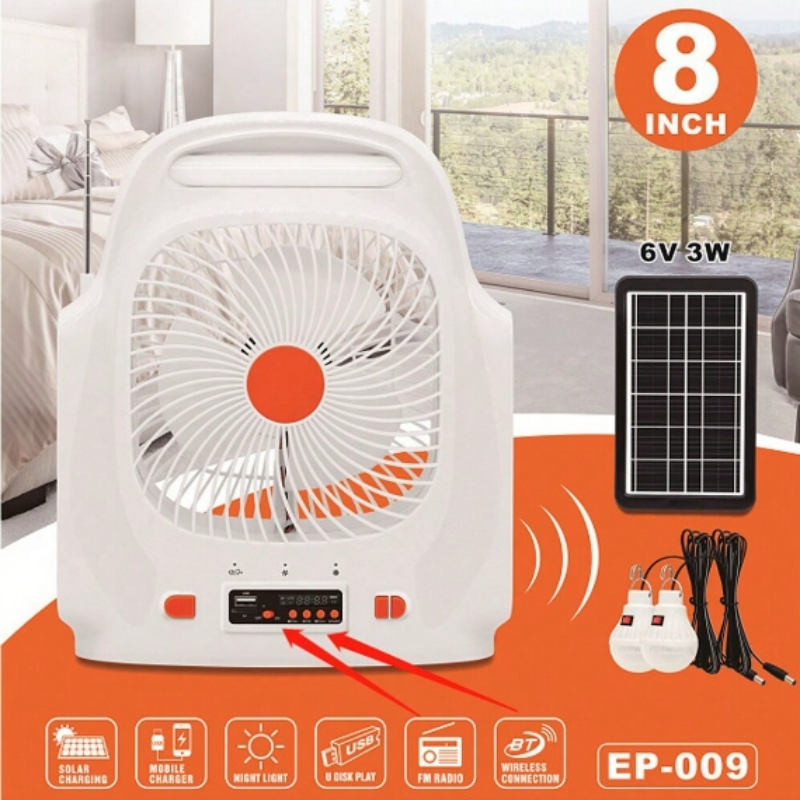 Portable rechargeable emergency lighting power system Outdoor night light Solar fan wireless speaker