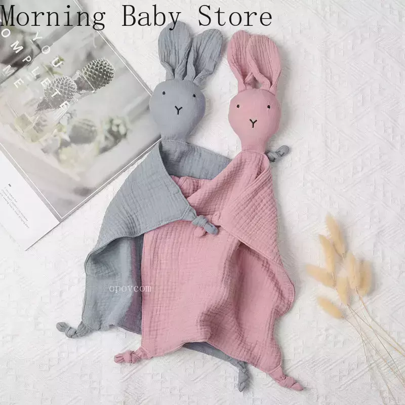 ผ้านวมผ้ามัสลินทารกแรกเกิดนุ่มสำหรับเด็กทารกผ้ามัสลินตุ๊กตากระต่ายนอน