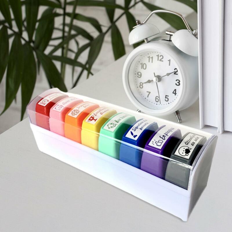 8x Kids Stamps Set Children's Day Gift Birthday Gift Decorative Self Ink Stamps for School Home Letter Classroom Teacher