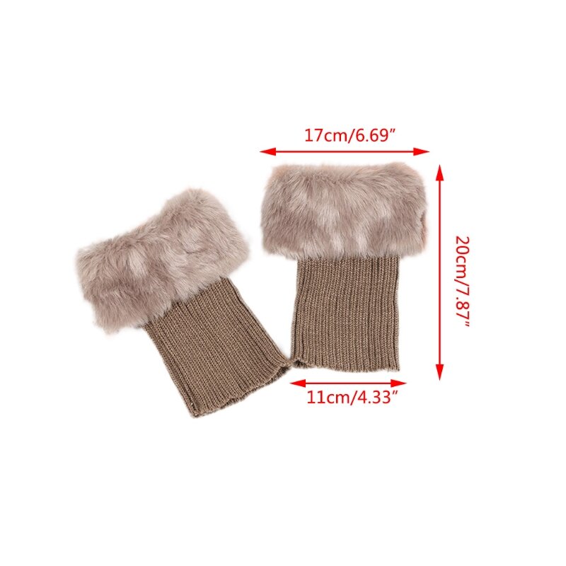 Kurze Toppers-Gamaschen für kaltes Wetter, gestrickt, mit Plüschbesatz, Beinwärmer-Socken für Damen