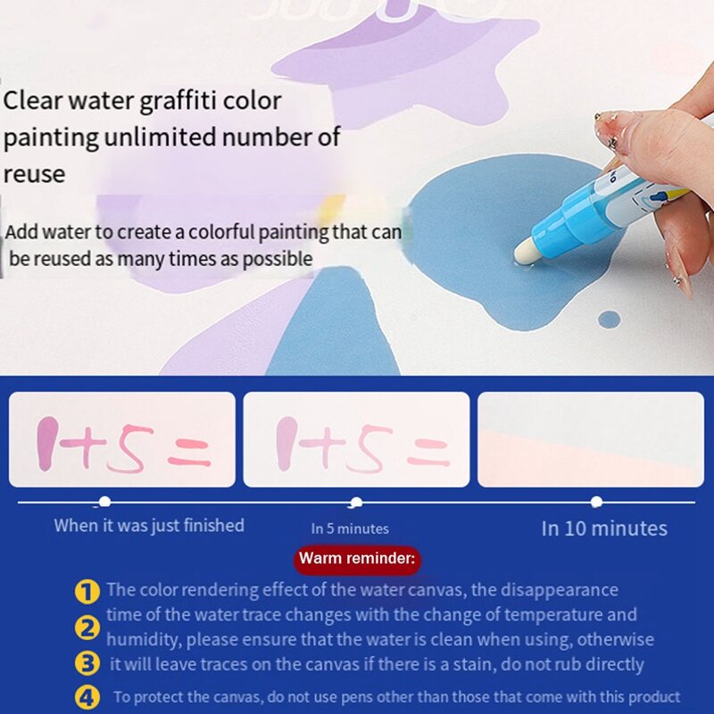 Reutilizável Water Doodle Mat para crianças, brinquedo de desenho, coloração sem problemas, placa de escrita, padrão do mundo animal, fácil de usar