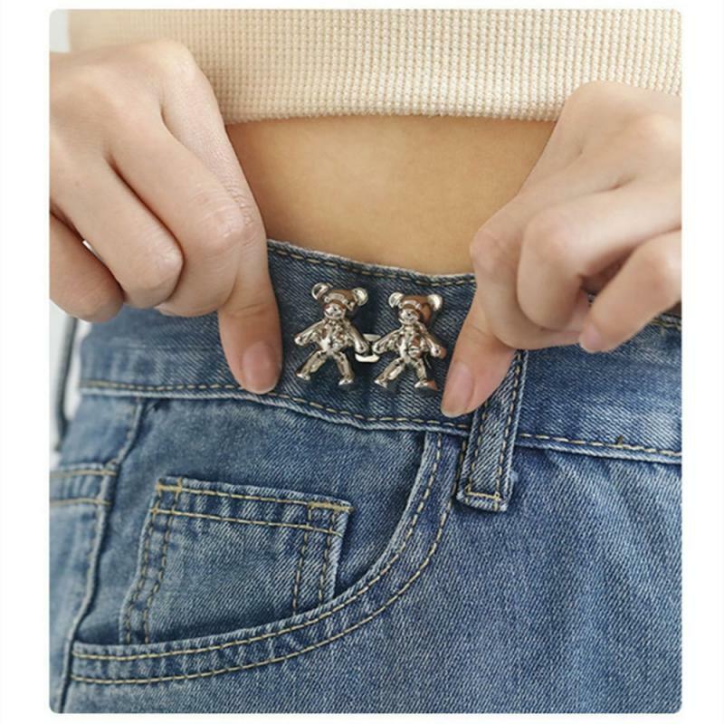 1/2PCS Bear Detachable Metal Buttons Snap Fastener Pants Pin Retractable Button Sewing-Free Buckles Jeans Perfect Fit Reduce