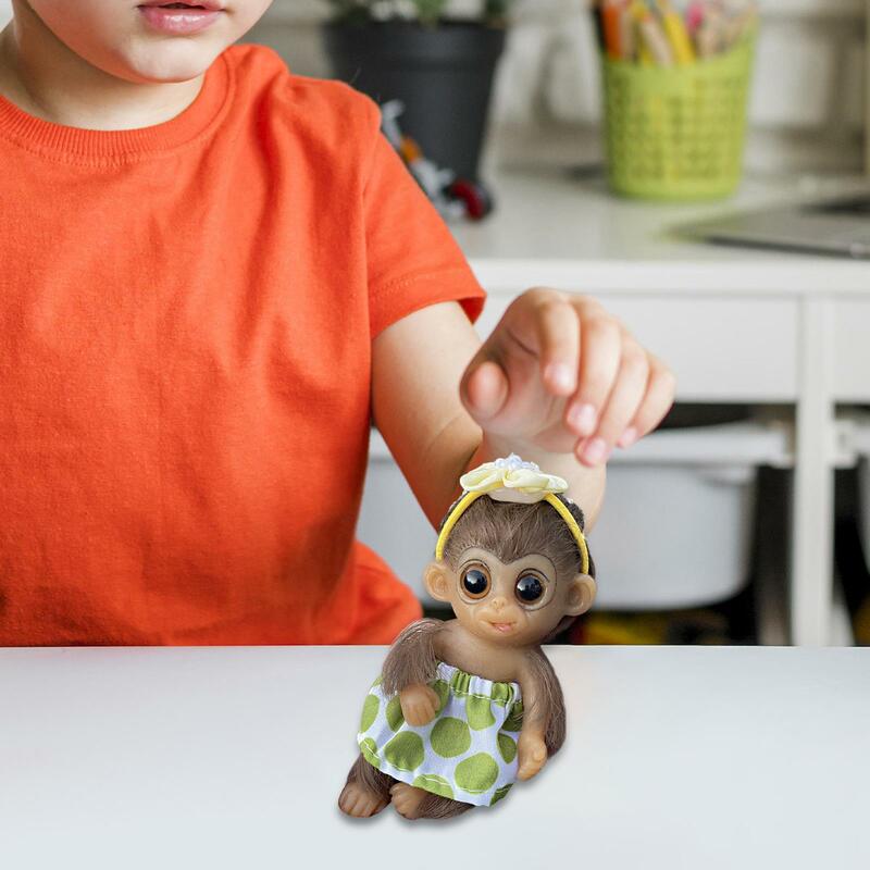 Realistic Silicone Monkey Toy para crianças, macio, impermeável, olhos grandes, decoração para casa, presentes para crianças, meninas, meninos, crianças, 6"