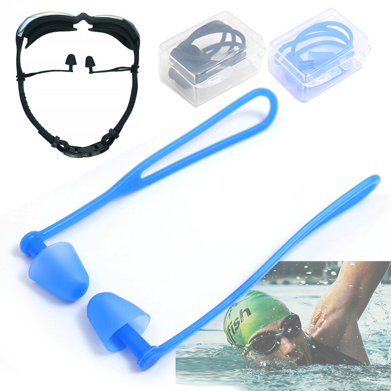 Anti-lost Swimming Earplugs Waterproof Noise Reduction Soft Silicone EarPlugs with Rope for Sleeping Swimming Ears Protection