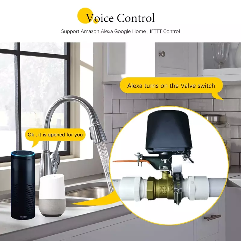 Materie Homekit Wifi Ventil Smart Wasser/Gas Ventil DIY Home Automation Sprach steuerung Unterstützung Amazon Alexa Google Assistant