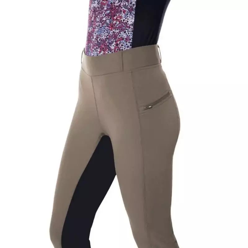 Calças de equitação de cintura alta para mulheres, combinando cores, equestre, bolsos com zíper, slim fit, cavalo respirável, cavalo