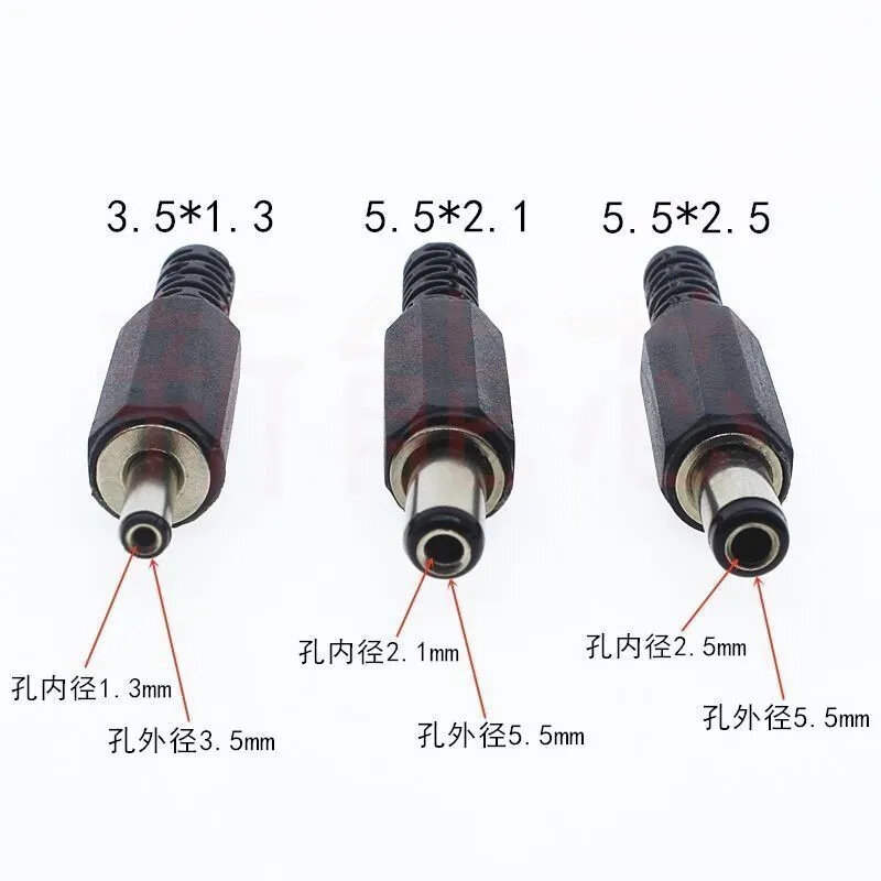 DC-022B DC power plug socket female base, charging base, temperature resistant copper 2-pin 5.5 * 2.1MM 5.5 * 2.5 3.5X1.3MM