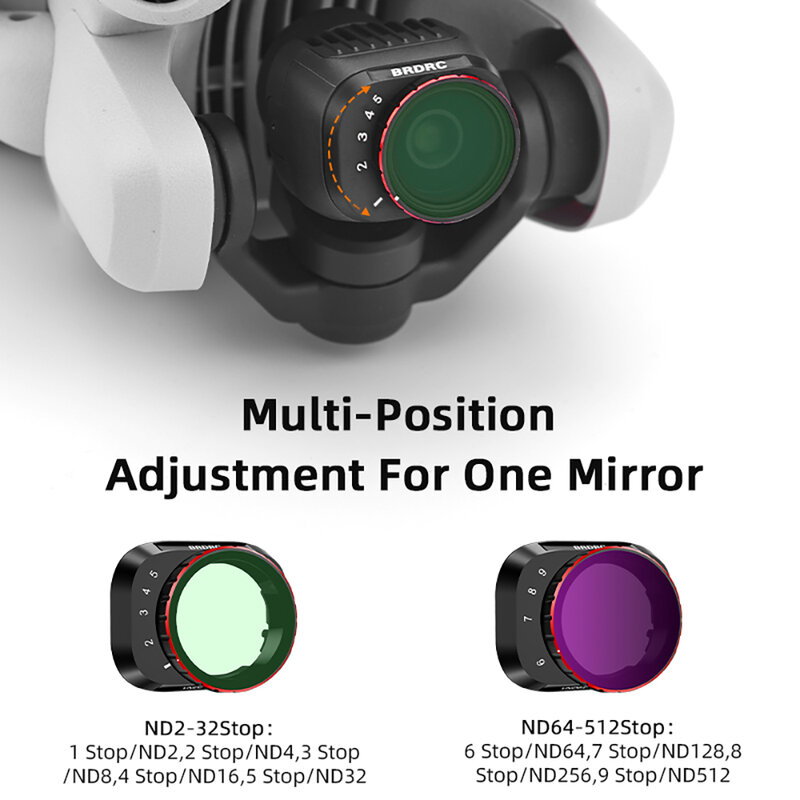 BRDRC VND 렌즈 필터, DJI Mini 4 Pro 드론 VND4-32/64-512, 조정 가능한 광학 유리, 가변 ND 필터, 카메라 액세서리용