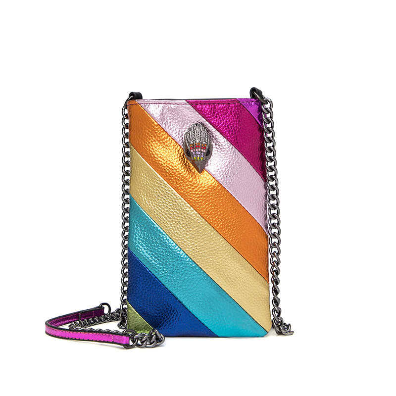 パオジガーショルダーバッグ,レインボーとストライプのチェーンが付いた高級携帯電話バッグ,ミニかわいいコイン財布,新しいファッション2022