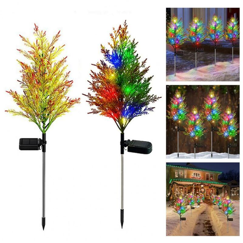 Lámparas solares de jardín de 2 piezas, luz Solar de Navidad de carga automática, camino en forma de árbol, luces solares para césped, decoración navideña