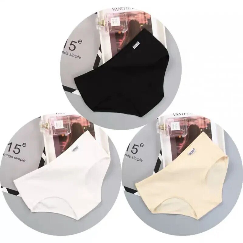 3PC Women's Cotton Panties Seamless Breathable  Underwear Mid-waist High-quality Female Briefs