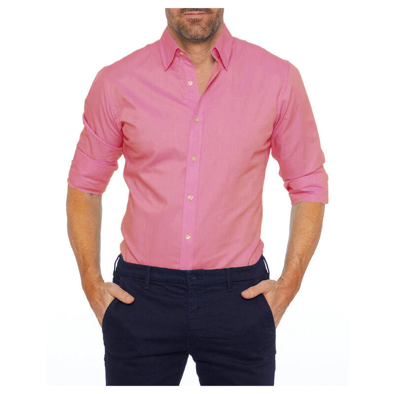 Camisa de manga larga para hombre, camisas de vestir de negocios informales con cremallera, camisas elásticas de Color sólido con botones, ropa informal