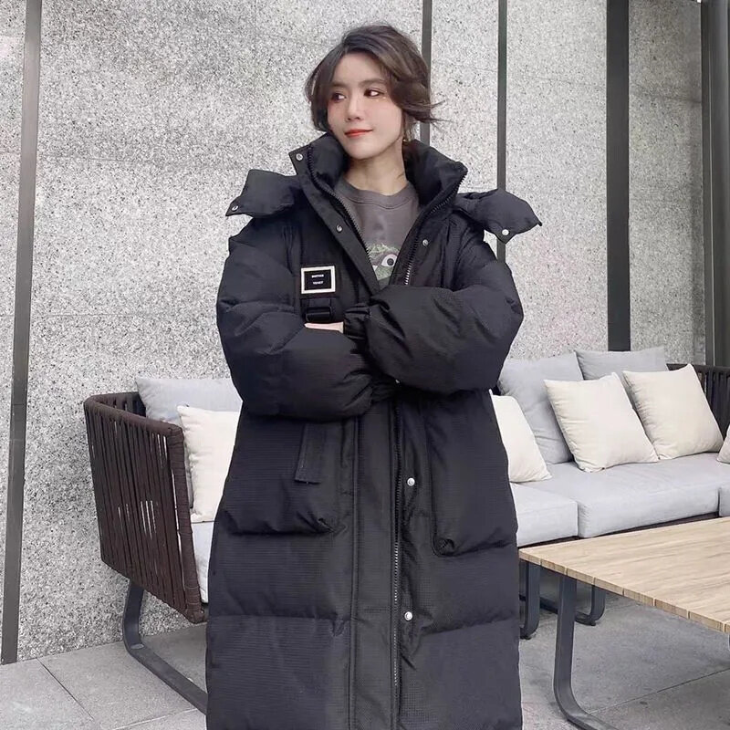 Fried Street Down Cotton Coat Winter Women's 2023 New Loose Mid length Design Feeling Small Korean Soft Cotton Coat Female Coat