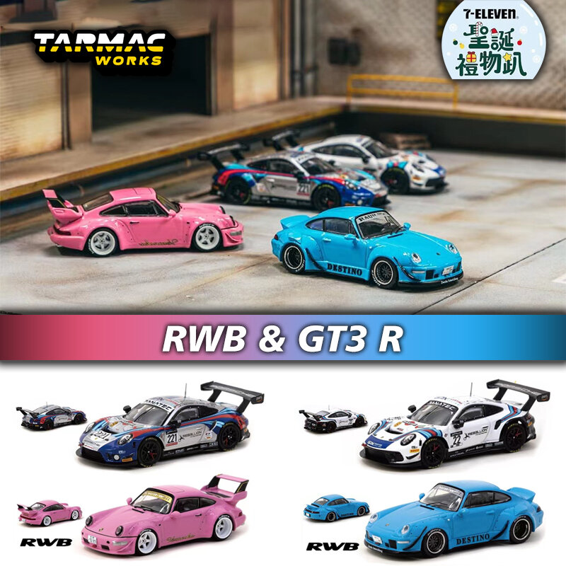 PreSale TW 1:64 911 RWB 964 993 GT3 R Taiwan Christmas Limited Diecast Diorama Car Model Collection Miniature Toys Tarmac Works
