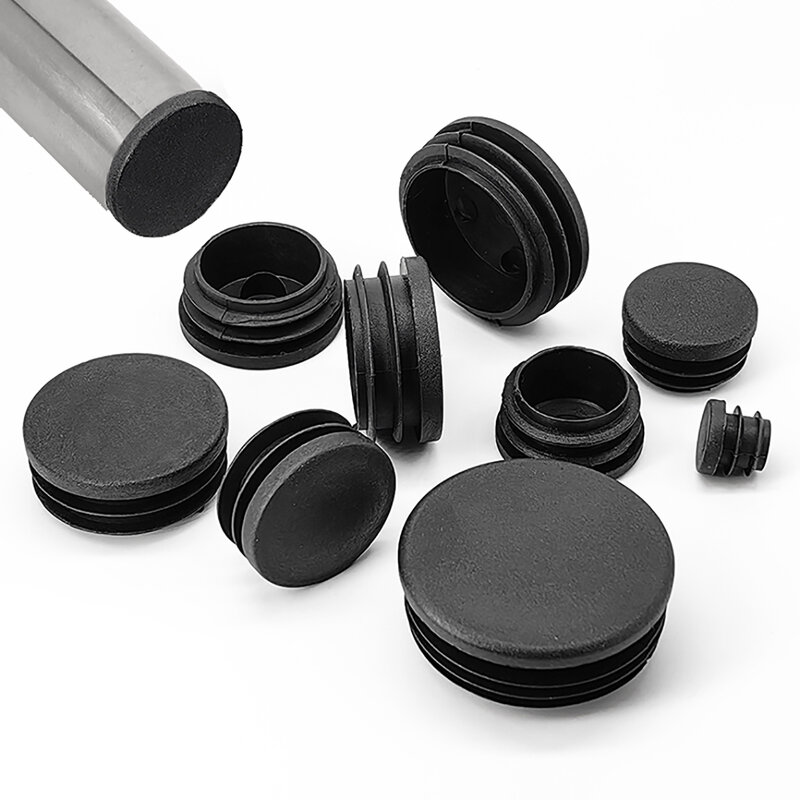 Plástico preto Rodada Caps, Inner Plug, Junta de Proteção, Dust Seal, End Cover, Caps para Pipe Bolt Móveis, 12mm-76mm, 1-100Pcs