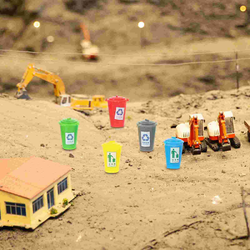 Mini Miniatur Mülleimer Miniatur Szene Modell Sortierung Müll Sand Tisch Dekor Abfall behälter Jungen Katzen toilette