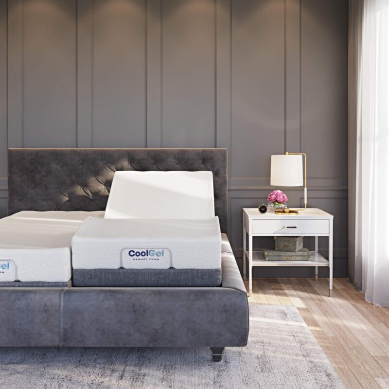 Base per letto regolabile imbottita Comfort regolabile di marche classiche con massaggio, telecomando Wireless, altezza a tre gambe e porta USB