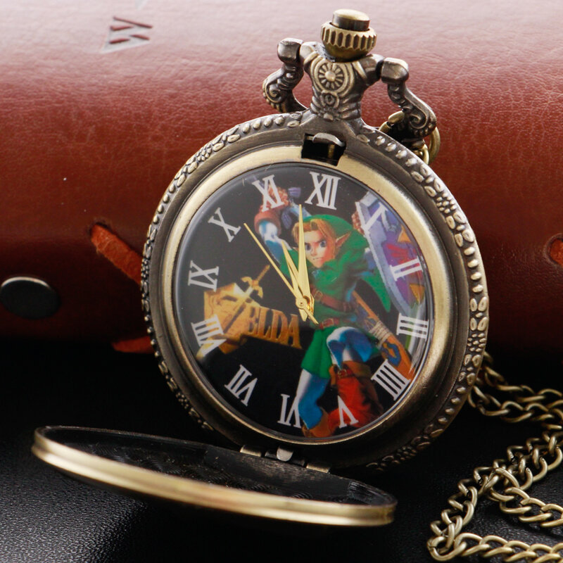 Zelda Game Surrounding Quartz Pocket Watch Vintage Fob Chain Men's and Children's Best Holiday Gift Pendant Clock