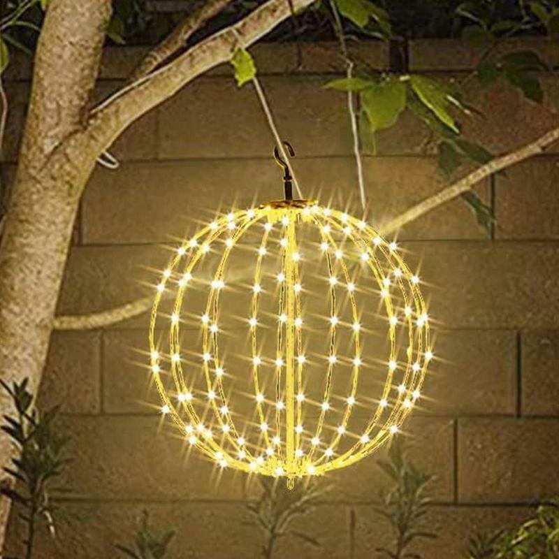 Globo de luz LED de Navidad para exteriores, globo colgante de Metal grande, luces de bola para jardín, porche, Patio, decoración navideña, 2024