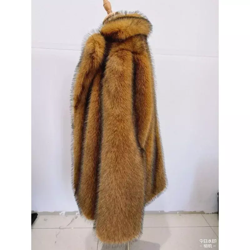 여성용 인조 모피 두꺼운 따뜻한 재킷, 우아한 라펠 칼라, 긴팔 코트, 여성 아우터, 가을 겨울 패션