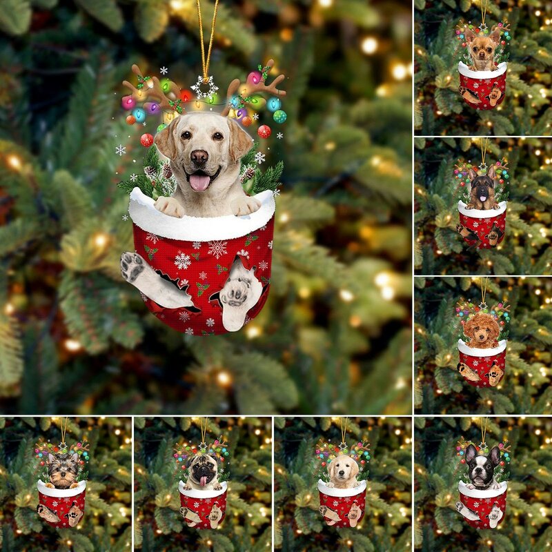 จี้รูปต้นคริสต์มาส2023น่ารักทำจากอะคริลิคสำหรับสุนัขของตกแต่งห้องของขวัญคริสต์มาสของเล่น
