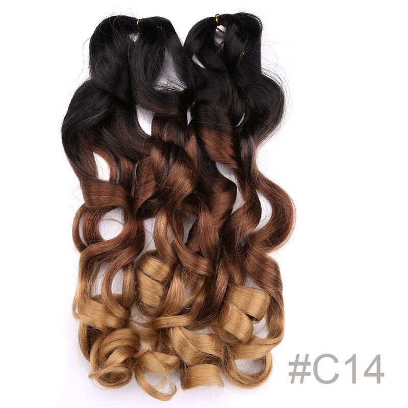 Rambut kepang keriting Prancis rambut kepang sintetik gelombang longgar Ombre rambut kepang untuk wanita Spiral keriting pra-ekstensi rambut