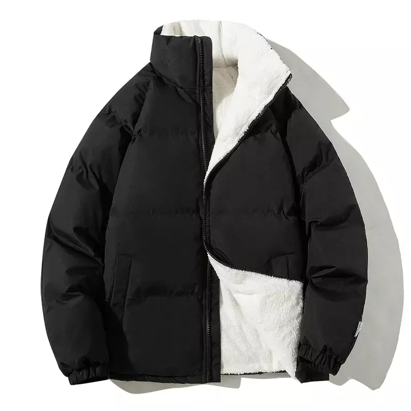 Зимняя утепленная мужская куртка UETEEY 2024 в стиле Харадзюку, повседневные однотонные свободные парки, мужская флисовая куртка-пуховик с воротником-стойкой, верхняя одежда