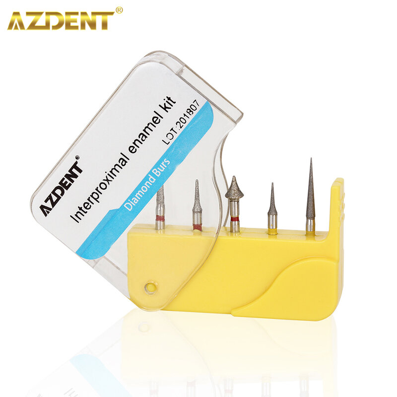 AZDENT Dental Diamante Burs Ortodôntico Interproximal Redução Do Esmalte Set Para Alta Velocidade De Corte De Moagem De Polimento 5Pcs/Kit