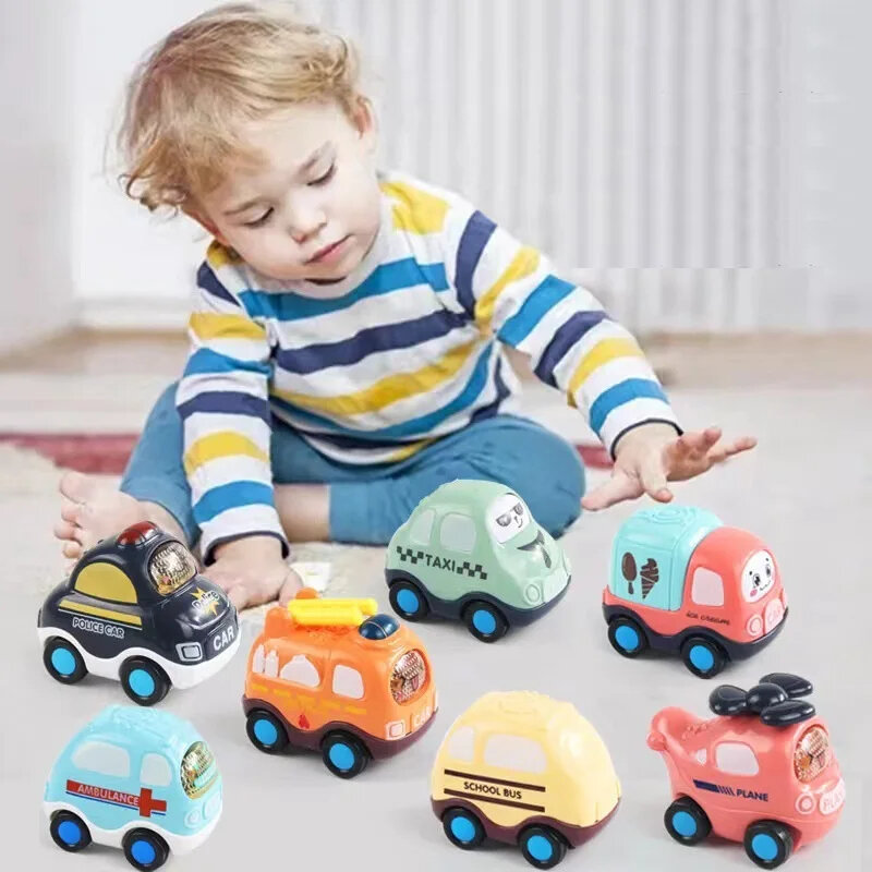 Детская игрушечная машинка Монтессори, Игрушечная модель машины для мальчиков 1, 2, 3 года, литые Машинки с тяговым эффектом, подарок на день рождения