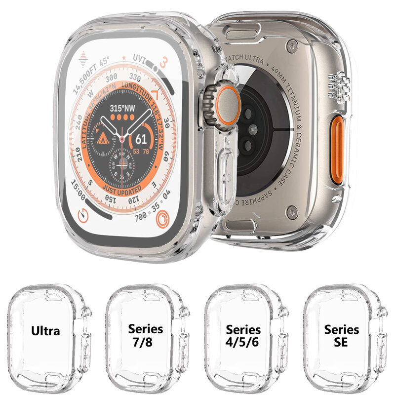 Etui na zegarek do zegarka Apple Ultra 49mm seria 8 7 SE 6 5 4 3 45MM 41MM 44MM 40MM przezroczysta osłona Apple Watch Screen Protector