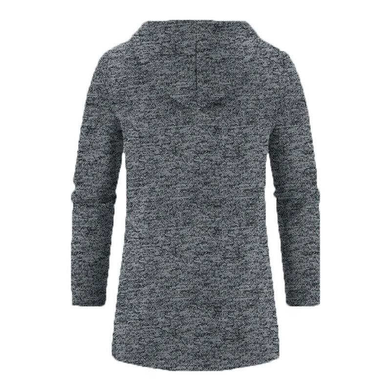 Casaco longo de inverno masculino, suéter de malha quebra-vento de lã com capuz virado para baixo, casaco de zíper masculino quente, estilo marinho, novo