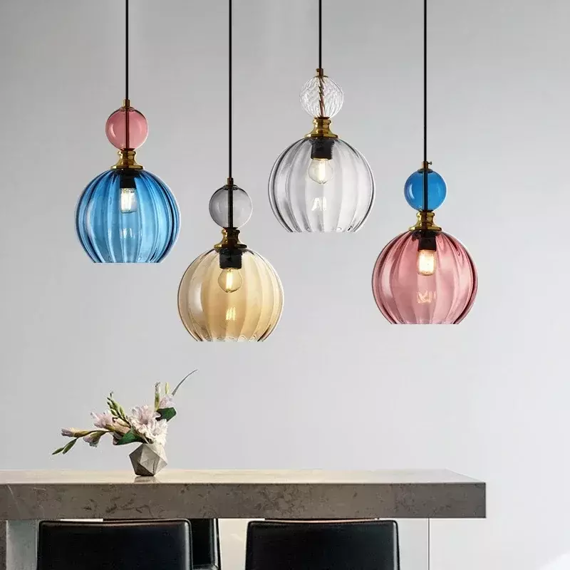 Nordic Color Candy Pendant Light Led Dining Table Chandelier Moderne27 Hanging Lamps Home Decor Lighting for Living Room