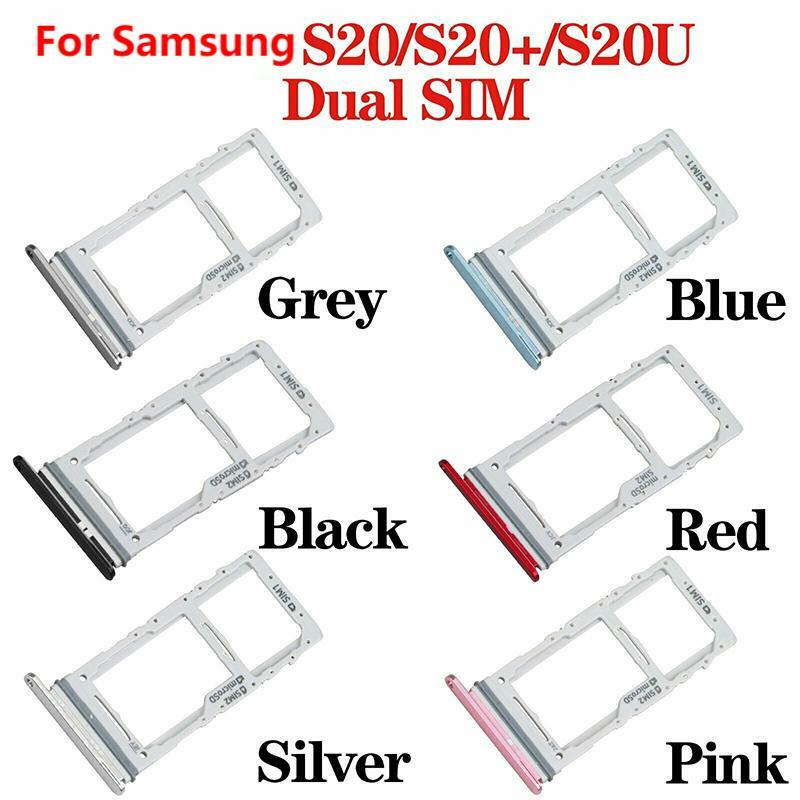 Do Samsung Galaxy S20 S20 Plus Ultra G980 G985 G988B/DS uchwyt czytnika kart Sim podwójny i pojedynczy Adapter gniazda karty Sim
