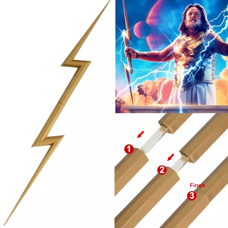 Movie Thor Love And Thunder Superhero Zeus Cosplay Costume Halloween Party  Lightning Adult Weapon Accessories Prop