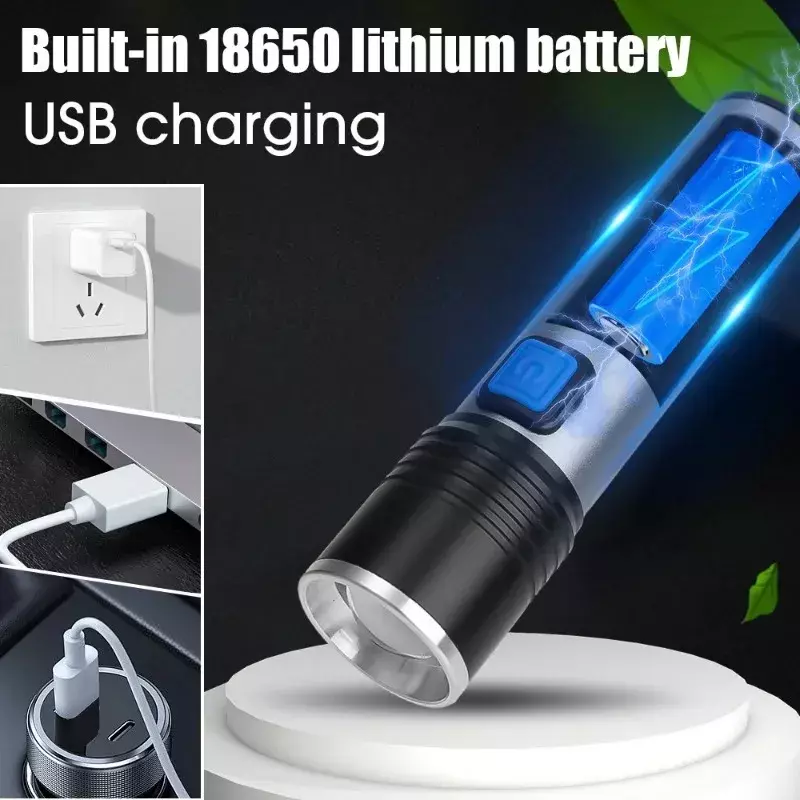 365/395nm UV Flashlight Blacklight Zoomable USB Rechargeable UV Light Ultraviolet Flashlight for Pet Urine Detector Resin Curing