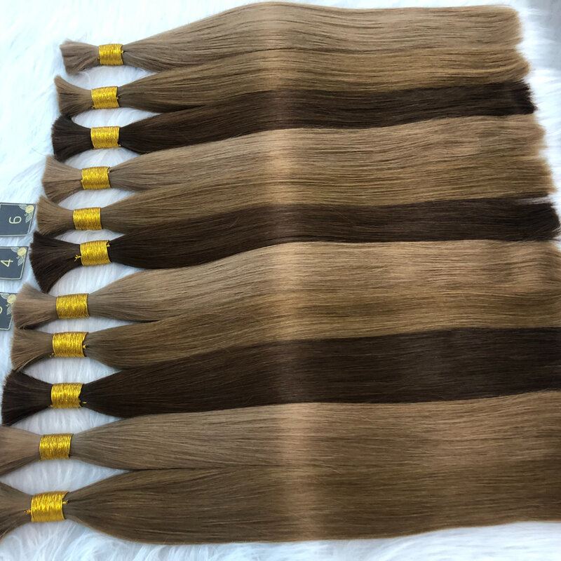 100% Real IndinaHuman Hair Bulk Hair For Braiding Indian Remy Straight Hair Bulk 12-28inch Natural Blonde Hair Free Shipping
