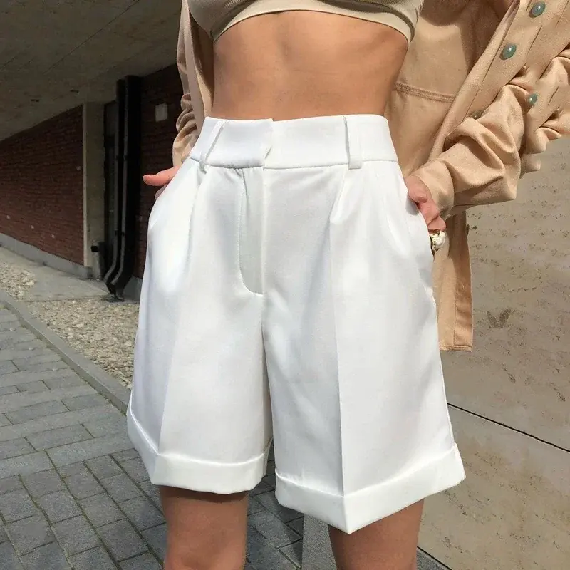 Женские Брюки с карманами, однотонные модные повседневные женские шорты на молнии, 2024